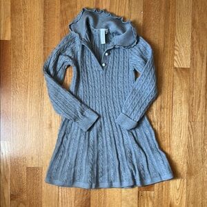Girls Gray Cable Knit Sweater Dress